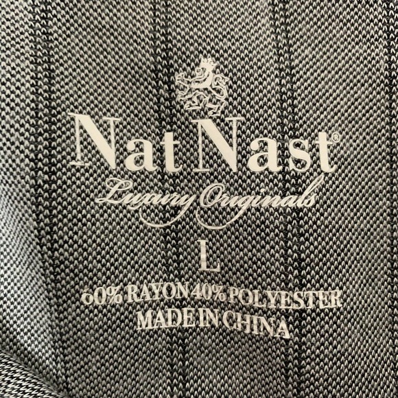 Nat Nast Mens Large Gray Striped Polo Shirt Rayon Polyester Blend Soft - Picture 7 of 12